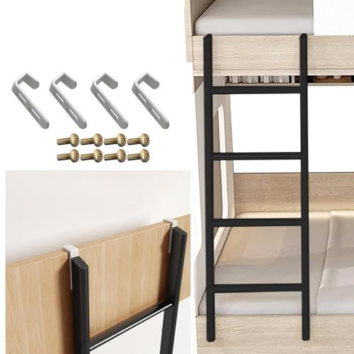 MKLSRWOING Leiter für Etagenbetten, universelle 4/5-Stufenleiter mit Haken, robuste Sicherheitskletterleiter für Dachboden und Wohnwagen, Metallbett, multifunktionale Ersatzleiter – Tragkraft