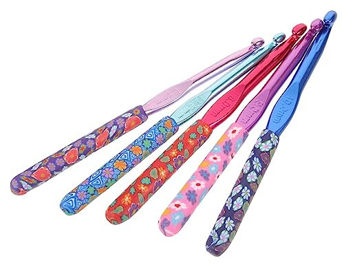 CIMAXIC 5stücke Teiliges Ergonomisches Häkelnadel-set Mit Buntem Soft-griff Häkelnadeln Für Diy-projekte Für Anfänger Und Erfahrene Rutschfest Und Langlebig