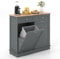 GiantexUK Kitchen Trash Bin Cabinet, Tilt Out Recycling Trash Can Cabinet with Rubber Wood Countertop, Adjustable Shelf & Drawers, Freestanding Garbage Can Holder for Laundry (Grey)