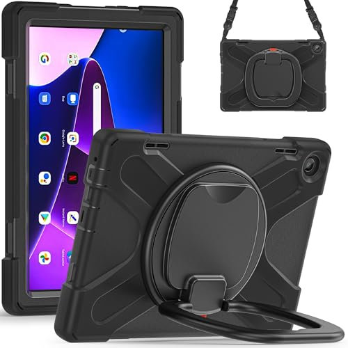 Bolsas y fundas para tabletas y PC Funda compatible con Lenovo Tab M10 HD 2022 3rd 10.1 TB-328FU/TB-328XU, resistente a prueba de golpes, con soporte giratorio de 360 grados, correa for la mano o e