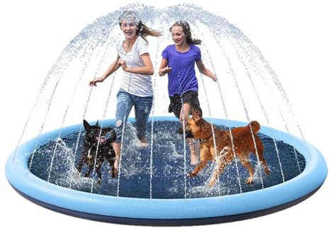 Sprinkler Play Mat, Non-Slip Kid Water Play Pad, Outdoor Pool & Beach Spray Pads, Easy Setup & Adjustable Portable Compact Versatile Ideal for Children, Boys & Girls