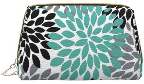 Dahlia Flower Leather Hand-Held Zipper Makeup Bag Storage Bag Portable Lipstick Pouch Toiletry Bag