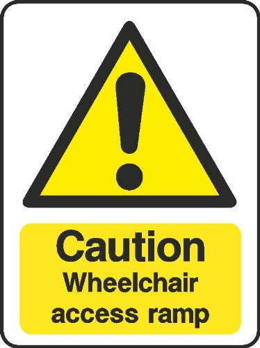 Wheelchair Access Ramp Sign 20cmx15cm | Weatherproof rigid PVC accessibility sign, UV-stable indoor & outdoor. Lightweight & durable. UK made.