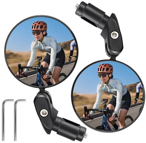 Fahrrad-Rückspiegel 360 Grad drehbar, universelle Lenkerhalterung (17,4-22 mm), geeignet für Citybikes, Mountainbikes, Elektrofahrräder (2 Stück)