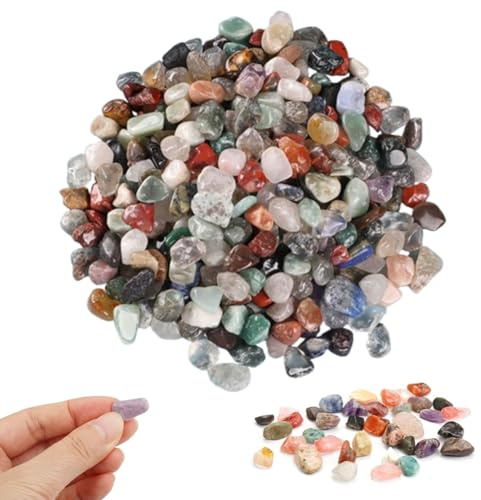 ZHAOYCSH Natural Tumbled Crystal Chips 500g, 9-12 mm Mixed Healing Stones for Energy Balancing, Chakra Meditation, Home Decor,Fish Tank Decoration, Garden Gravel & Decorative Stones