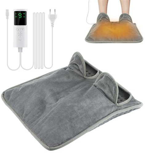 Fußwärmer Elektrisch, Kuscheliger Fußwärmer mit 9 Temperaturstufen & 4 Timer für Männer und Frauen, Waschbar, USB Wiederaufladbarer, für Winter Heim und Bürogebrauch, 40x40 cm