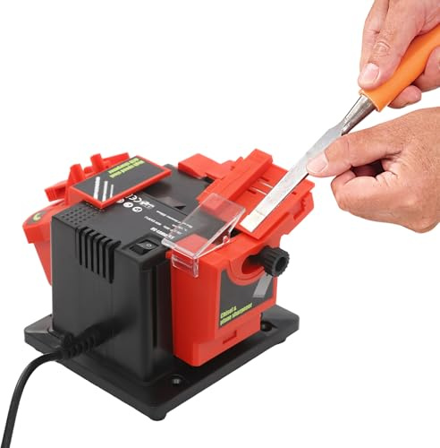 whsiodj Affilacoltelli elettrici multifunzione per trapano, scalpello, forbici da 96 W, 180 mesh, con angolo regolabile, protezione antipolvere piedi stabili, ideale per lavori in legno, hobby fai da