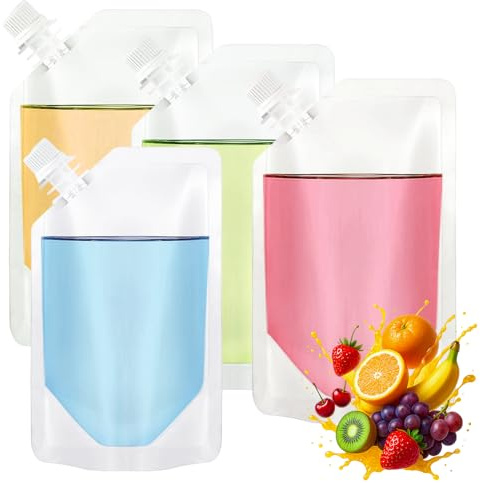 Ram 20 x nachfüllbare Getränkebeutel, 500 ml, auslaufsichere Getränkebeutel, Alkohol, Reise-Saftbeutel für Picknick, Reisen, Sport, Camping