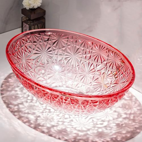 ZYCDP Aufsatzwaschbecken Glas Waschbecken Badezimmer Oval 510 X 150 mm Ohne Hahnloch Kristallrot