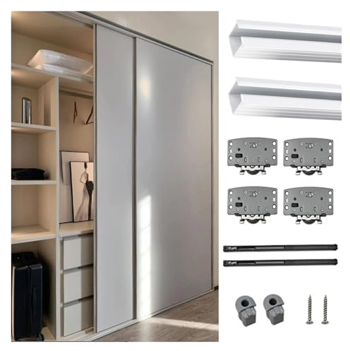 ERRULAN Porte coulissante Placard Quincaillerie pour Porte coulissante à galandage avec mécanisme de Fermeture amortie, kit de Rail pour Porte coulissante de Style Grange(Single,9ft/274cm)