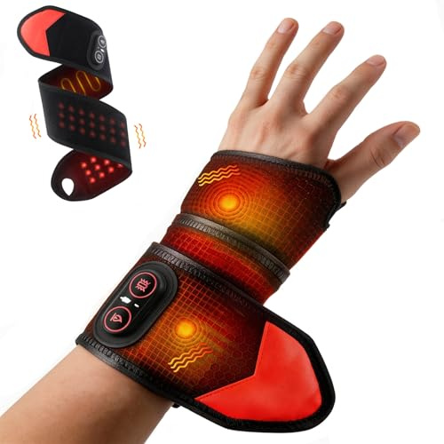 Mano Massaggiante, Pad Riscaldante del Polso Senza Fili con 3 Modalità di Calore e Vibrazione Cuscinetto per Riscaldamento Cuscino Riscaldante per Polso, Mano, Ginocchio, Gomiti, Caviglie