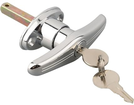 EvaSylian Cerradura de puerta de garaje con 2 llaves, cerradura de mango en T, aleación de zinc, adecuado para puertas de garaje, autocaravanas y toldos, 1 juego