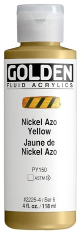 Or 0002225-4 4 oz - 118ml - Fluid Peinture acrylique Color Paint Bottle - Nickel Azo Yellow