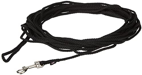 TRIXIE Schleppleine S–M, 15 m ø 5 mm in schwarz - Lange Hundeleine für Training und Outdoor - für kleine bis mittelgroße Hunde - 19771