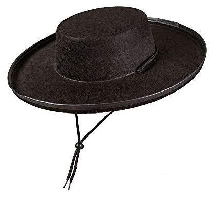 Felt Black Bandit Hat - Adult Fancy Dress Accessory