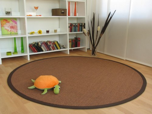 Astra Sisal Teppich Manaus mit Bordüre Farbe braun Coffee 100% Sisal - 18 Größen, Größe: 200x200 cm