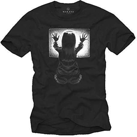 MAKAYA Retro Design Shirt für Männer Horror Film Poltergeist Schwarz Größe S-XXXL
