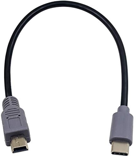 Duttek Tipo C (USB C) Macho a Mini USB de 5 Pines Macho sobre la Marcha Adaptador de convertidor de Datos USB C a Mini B con Cable OTG para Macbook, iMac Pro, Chromebook Pixel (Gris y Negro) 25 cm