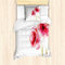ABAKUHAUS Blume Bettbezug Set für Einzelbetten, Rote Mohnblumen Vivid Frühling, Milbensicher Allergiker geeignet mit Kissenbezug, Hellgrün Pink