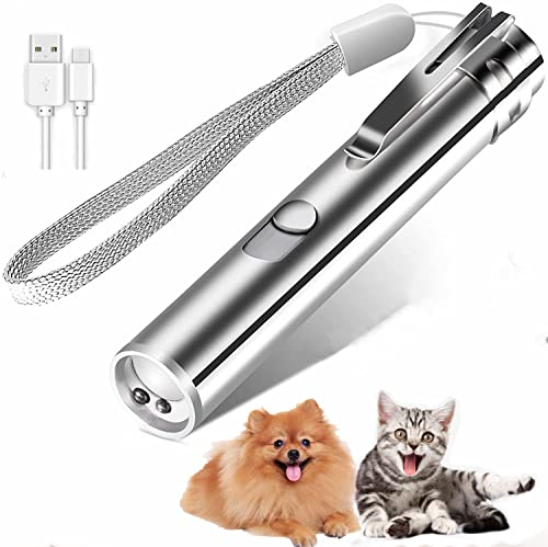 CLEYCYE Cat Interactive Toy Dog Cat Catch Exercise Chaser Toy Pet Scratching Training Tool,Rechargeable 3 in 1 Kitten Cat Toys LED Pointer