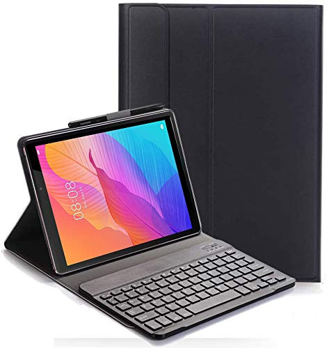 RLTech Teclado Funda para Huawei MatePad T10 - QWERTY Ultra Slim Teclado Wireless Keyboard Case con Magnético Desmontable Inalámbrico Bluetooth para Huawei MatePad T10 2020, Negro