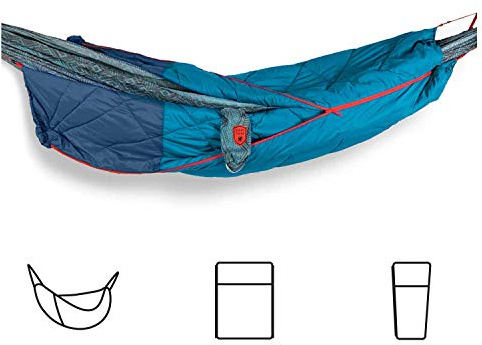 Grand Trunk 360° ThermaQuilt 3-in-1 Hammock Underquilt | Converts to Sleeping Bag or Blanket | 40°F Rated, Lightweight Insulated Camping Quilt | Blue/Navy