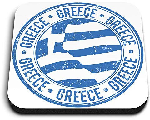 1 x Square MDF Fridge Magnet - Greece Greek Flag Travel Stamp 5591