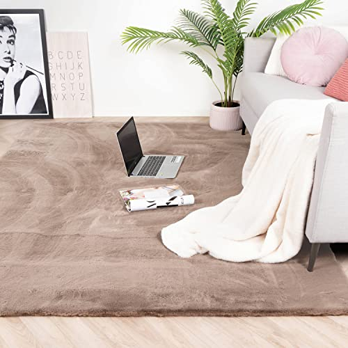 FRAAI | Home & Living Hochflor Teppich - Comfy Supreme Taupe - Shaggy, Einfarbig - Modern, Skandinavisch - Wohnzimmer, Esszimmer, Schlafzimmer - Fellteppich - Carpet