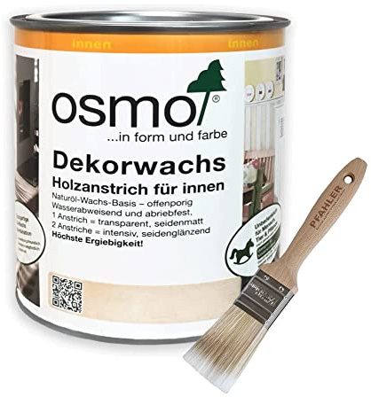 Osmo Dekorwachs Transparent 0,75 l (Cognac 3143) + Flächenstreicher Pinsel von Pfahler