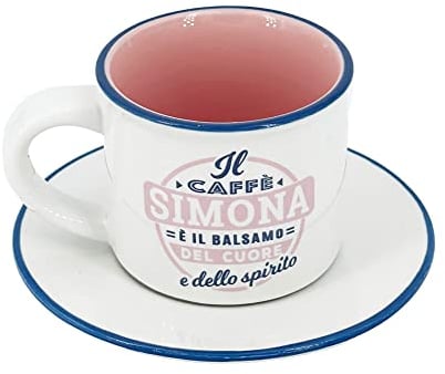 Taza de café personalizada con platillo – Simona