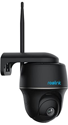 Reolink 2K 5MP PT Überwachungskamera Aussen Akku mit 2,4GHz&5GHz WLAN, 355°/140° Schwenkbar, Smarte Erkennung, 2-Wege-Audio, Arbeitet mit Alexa/Google Assistant/Cloud, Argus PT 5MP(Schwarz)