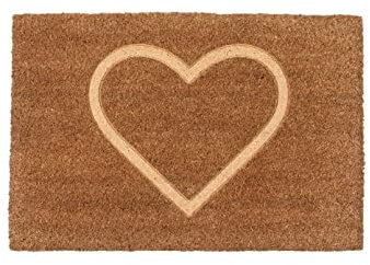 All Creations Pattern Designs Coconut Coir Door Floor Mat With Anti Slip Backing 60x40cm (Embossed Heart)