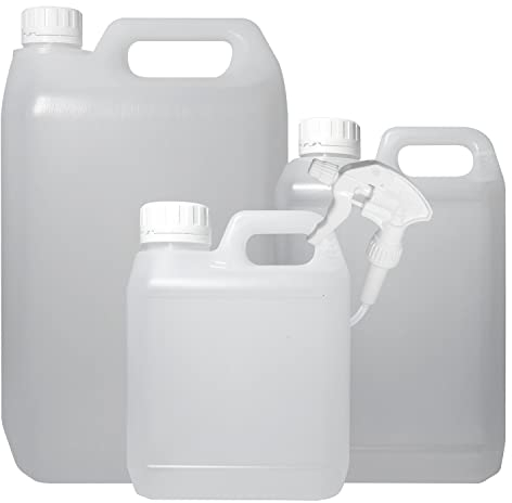 Elixir Gardens Food-Grade Clear Plastic Water Tanks/Liquid Storage Container Bottles (Fuel & Oil Jerry Cans) Optional Spray Head & Hose Attachment | 1-10 Litre Sizes | 5L x 20