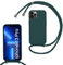 MBSLFY Lanyard Case for iPhone 13 Pro, Liquid Silicone Protective Phone Case with Strap Adjustable Neck Cord Necklace Soft Cover for iPhone 13 Pro, Dark green