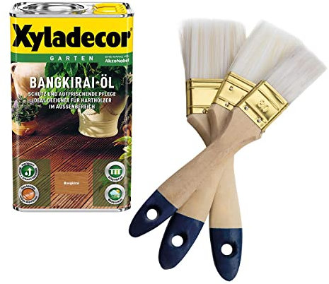 Xyladecor Bangkirai Öl für Außen Terrassenöl (inkl. Nordje Pinsel-Set 3-teilig) (2,5L)