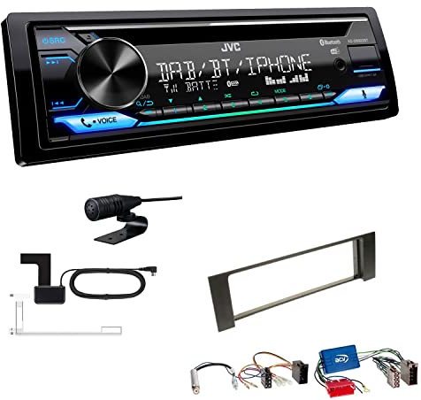 JVC KD-DB922BT 1-DIN Autoradio CD-Receiver Bluetooth DAB+ Digital Radio Einbauset kompatibel mit Audi A4 Cabrio 2002-2006 schwarz