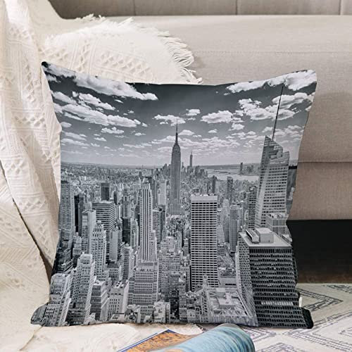 Kissenbezug 45x45 cm,New York Die Skyline von New York wird vom Empire State Building domin,Outdoor Kissen Kissenbezüge Kissenhülle Sofa Kissen dekokissen Zierkissen für Wohnzimmer Garten deko draußen