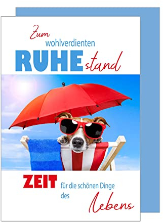 Edition Seidel Premium Glückwunschkarte zum Ruhestand mit Umschlag. Ruhestand Grusskarte Billet Mann Frau Pension Abschied Rente Ruhe Humor cooler Hund (R127 SW023)