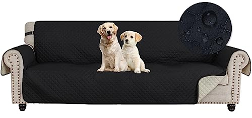 Ystyle Sofa Überzug 4 Sitzer - wasserdichte Sofabezug Mit Armlehnen, Sofaschoner rutschfest, Sofaüberwurf, Couch Überzug, Sofaschutz, Sofa Cover Protector Für Haustier Katze Hunde, Schwarz
