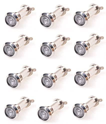 Aqbau Lot de 12 judas de porte avec brise-vue I Grand angle Judas de porte en métal I Trou de perçage de 16 mm de diamètre 200° Couvercle de judas de porte avec brise-vue 37-60 mm