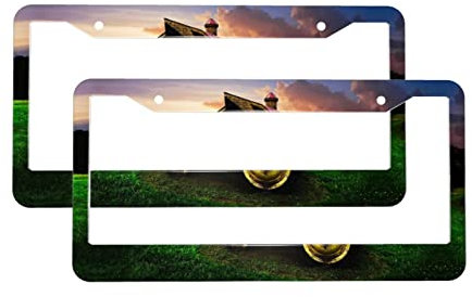 Alte Traktor Foto Bauernhof 2pc Nummernschild Rahmen Aluminium Auto Universal Zubehör Auto Tag Rahmen Nummernschild Halter