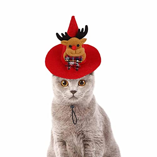 Weihnachtsmütze für Hund | Weihnachten Haustier Nikolausmütze - Weihnachtskostüm mit verstellbarem Gummiband Haustier Kostüme Urlaub Party Welpen Kleine Hund Katze Nikolausmütze Foccar