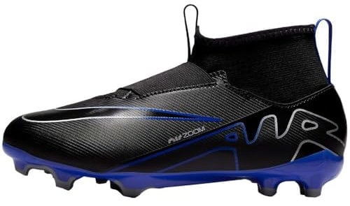 NIKE Boys Jr Mercurial Superfly 9 Academy Black/Chrome-Hyper Roya Sneaker, Black Chrome Hyper Roya, 3 UK