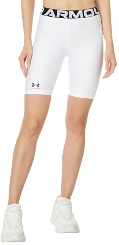Under Armour HeatGear Authentics - Pantalones cortos de 8 pulgadas, Blanco/Negro, Medium