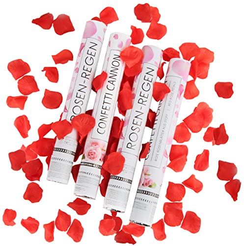 Konfettikanone, RosyFate 4 x Konfetti Shooter, Konfetti Popper, Blütenblatt Konfetti, Party Popper für Geburtstage, Hochzeiten, Karneval
