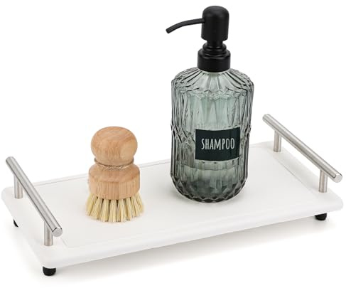 Segbeauty 12x6in Quick Dry Stone Sink Tray, Water Absorbent Instant Drying Diatomite for Bathroom, Countertop Organizer Rack Kitchen Caddy, Soap Dispenser Vanity Trays