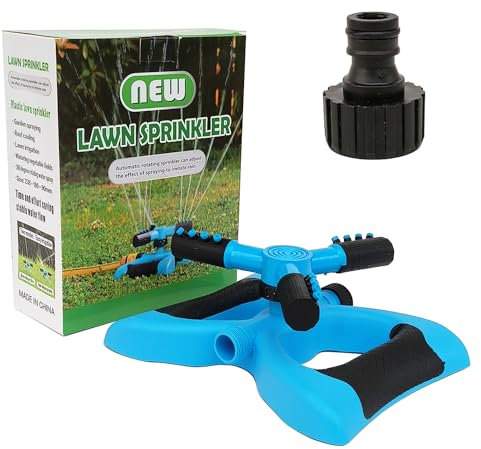 Yard Sprinkler for Lawns,Oscillating Sprinklers for lawns,Garden Sprinkler,360 Degree Rotation Garden Watering System,Sprinklers for Yard kids&Pet (Square, Blue)
