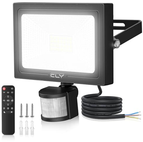 CLY 25W LED Strahler mit Bewegungsmelder Außen Fernbedienung 2350LM 6500K Kaltweiß LED Fluter mit Sensor IP66 Wasserdicht Außenstrahler 4 Modi 10 Helligkeitsstufen Scheinwerfer für Garage Garten Ho