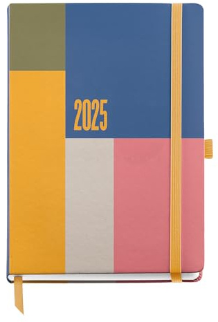 Miquelrius - Kalender 2025, Jahresplaner, 155 x 213 mm, Wochenansicht, Einband aus laminiertem Karton, Spiralbindung, Papier 80 g/m², Katalanisch, Englisch und Portugiesisch, Farbblock