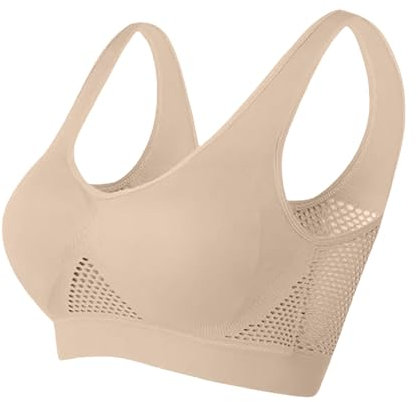 Soutien-Gorge de Sport en Maille Respirant et Confortable pour Femmes, Grande Taille, Nouvelle Collection 2024 Ensemble Vaisselle Assiette Creuse (Beige, XXXXXXL)
